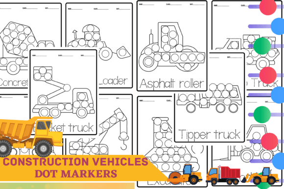 Construction Vehicles Dot Markers